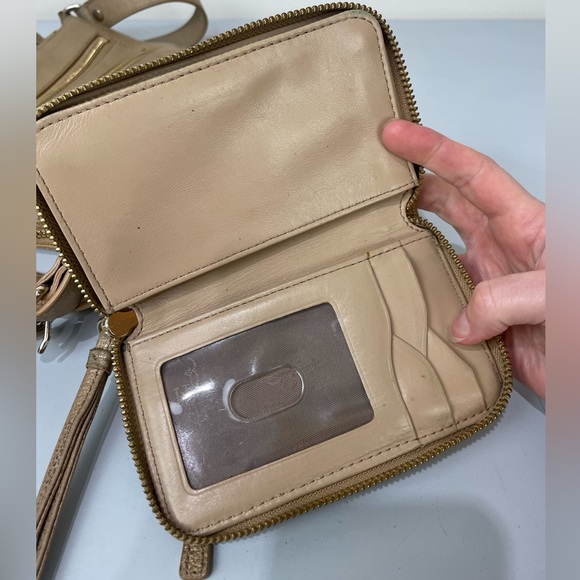 Cole Haan Sheila Leather Crossbody Purse Bag Gold w/ Matching Wallet / Set - Picture 9 of 9